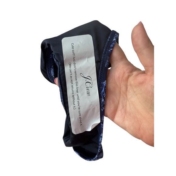 J.Crew Navy Bouquet Block Print String Bikini Bottom With Side Ties Size XXL - Picture 4 of 7